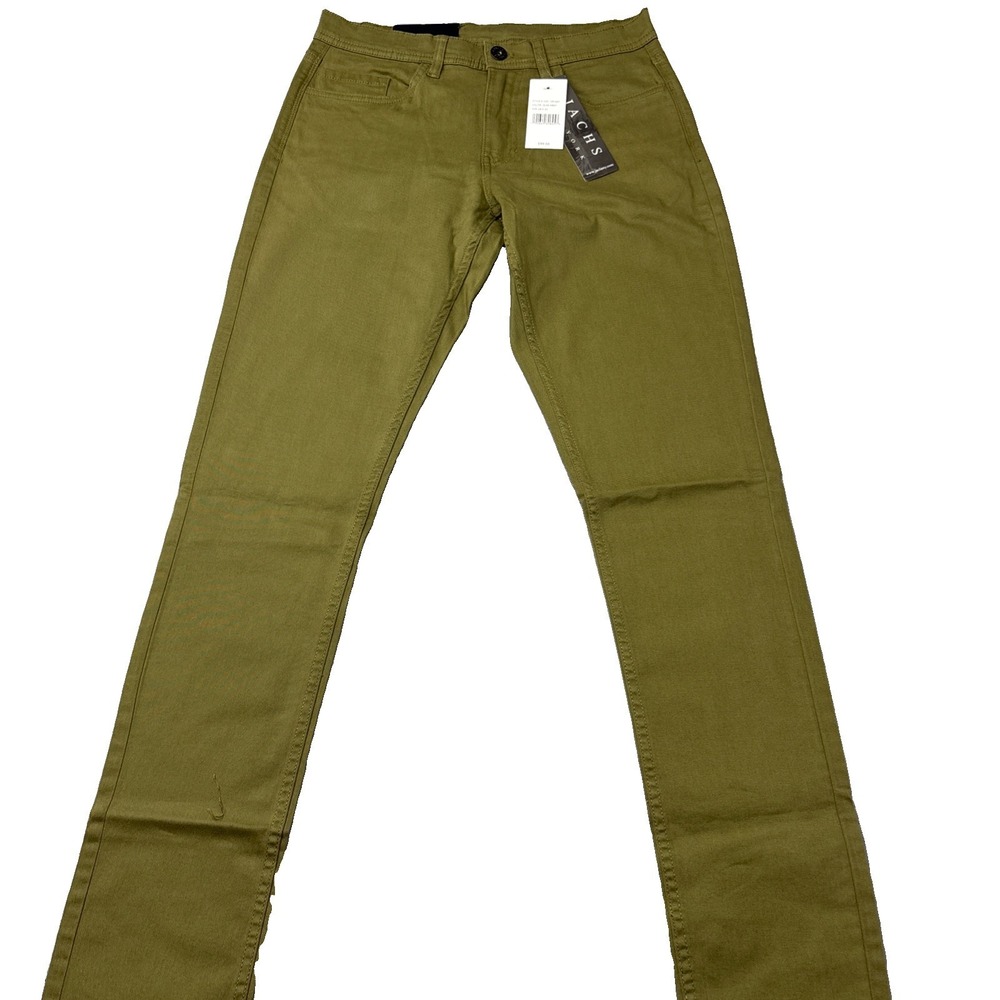 Jachs New York Mens Pants 28x34 Straight Fit 5-Pocket NWT Olive Army